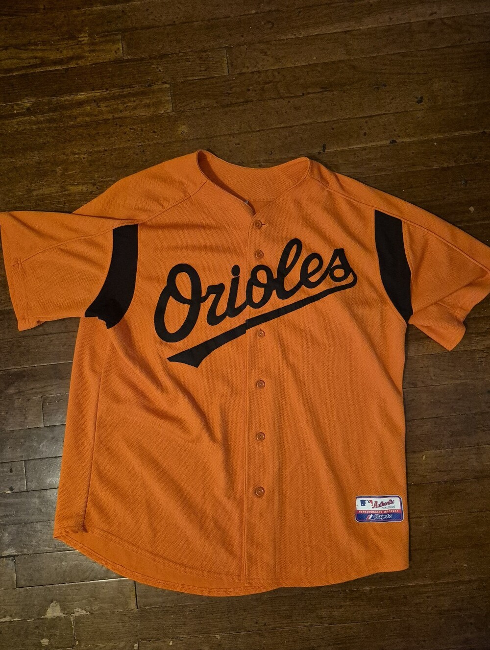 Baltimore Orioles Authentic Majestic Button-Up Jersey in Orange Mens Sz L/XL